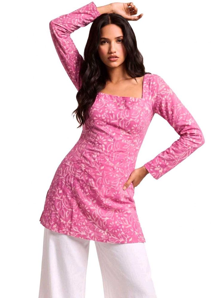 Nishorama Jasmin Pink Full Sleeve Kurti