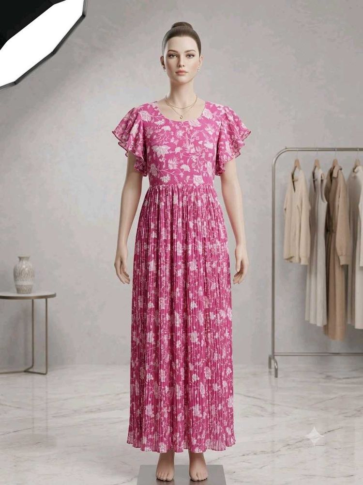 Chic Pink Floral Maxi Dress