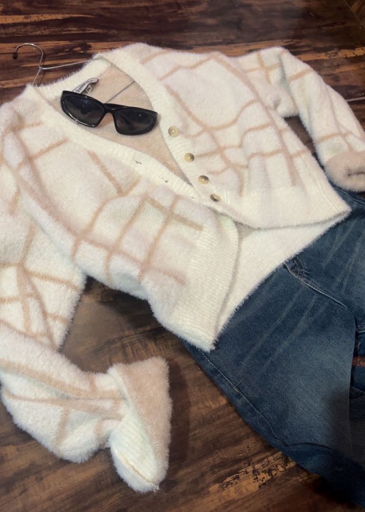 Cozy Plaid Fuzzy Cardigan
