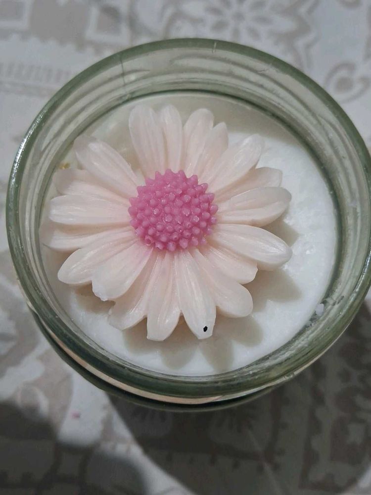 Floral Candle in Glass Jar