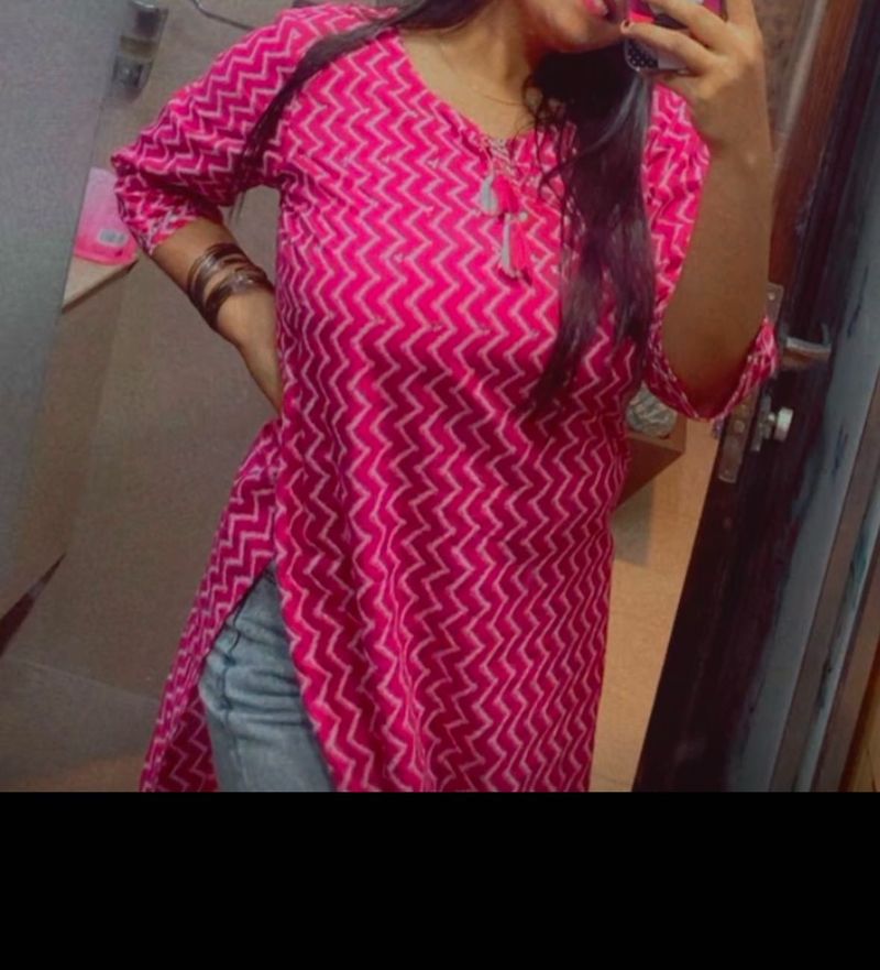Pink Printed Kurta