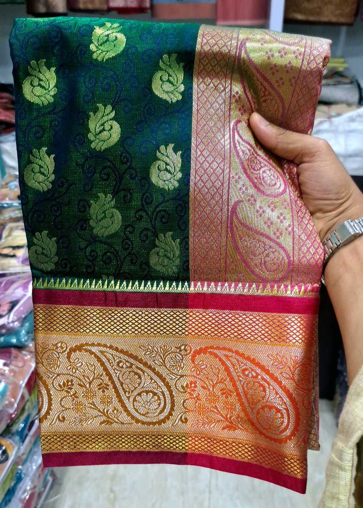 Elegant Green &amp; Gold Saree