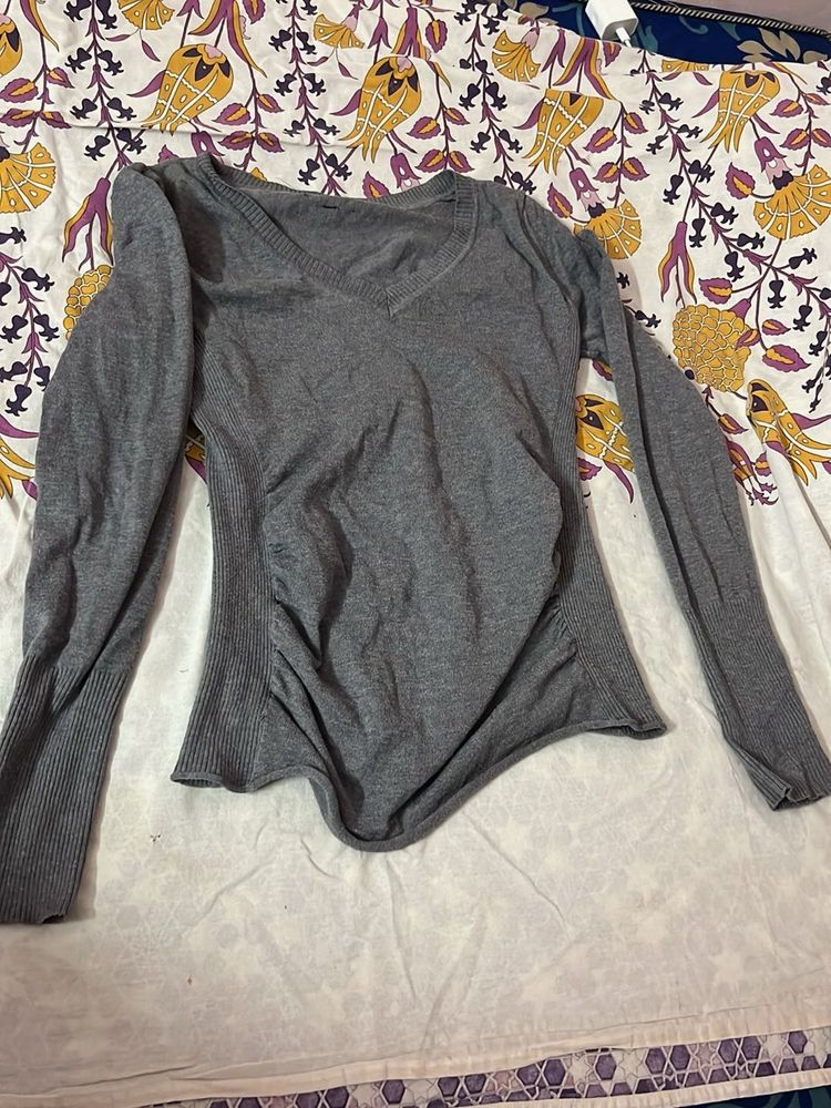 Soft Grey V-Neck Sweater