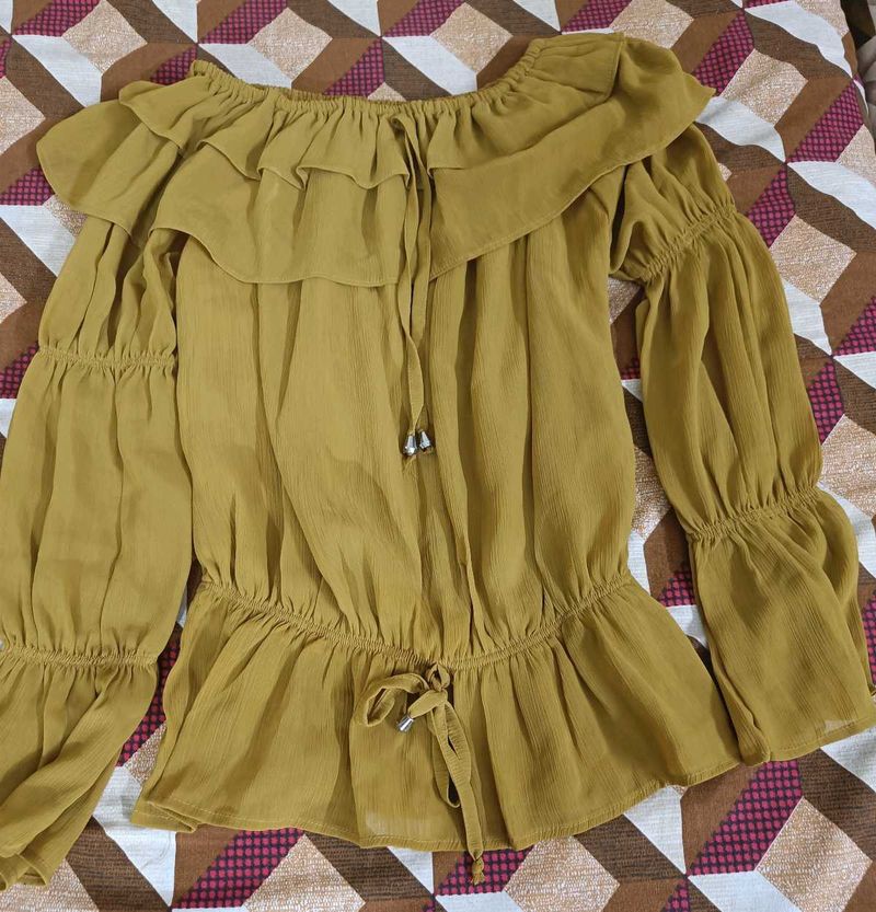 Ruffled and  Off-Shoulder Top