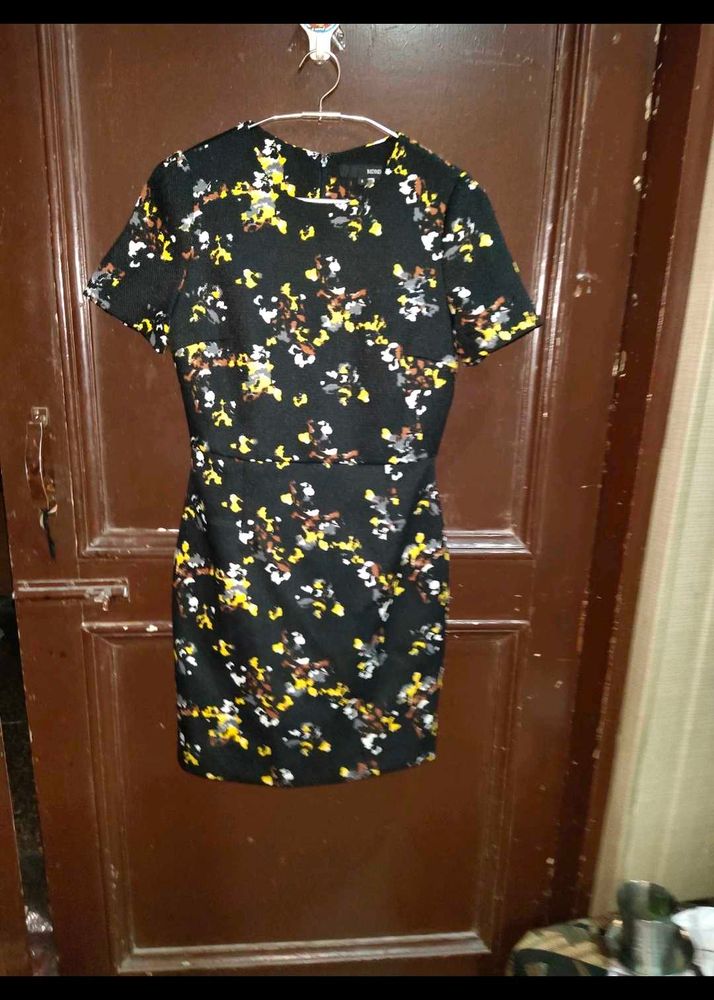 Imported Women Korean Black  Thick Floral Dress