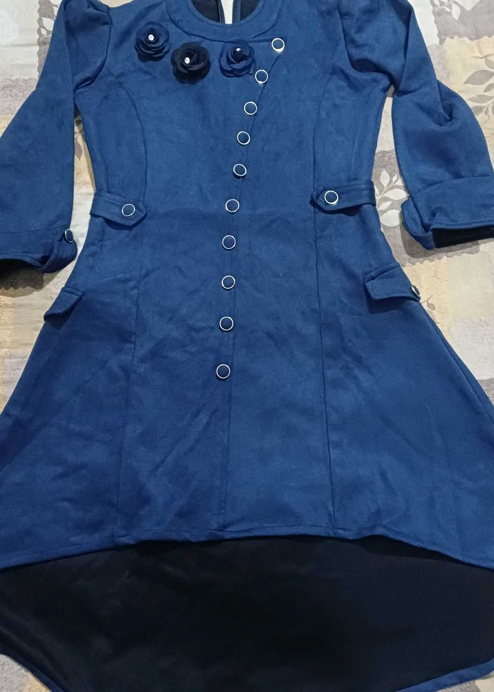 Stylish Blue High-Low  Dress