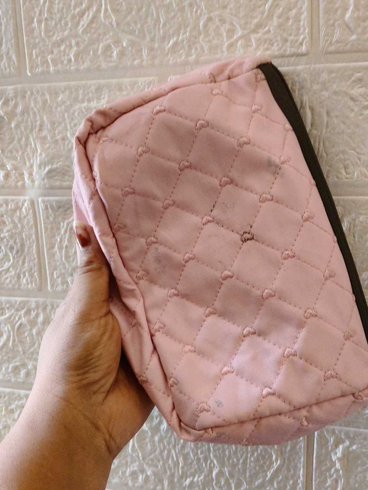 Cute Pink Quilted Heart Pouch