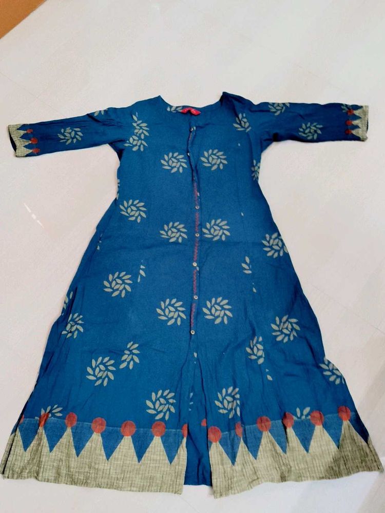Blue Printed Anarkali Kurta
