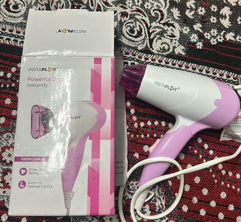 Instapldy Powerful Hair Dryer - Pink &amp; White