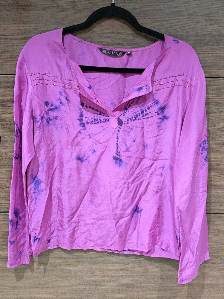 Vibrant Magenta Tie-Dye Tunic Top