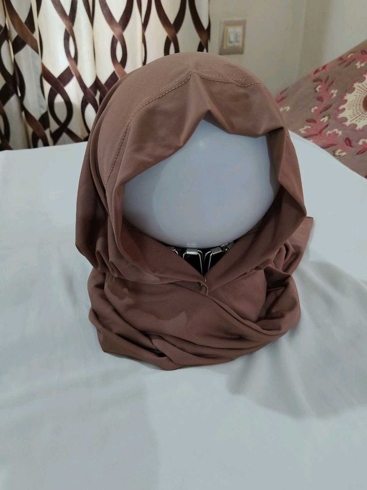 Ready made hijab. Solid Brown