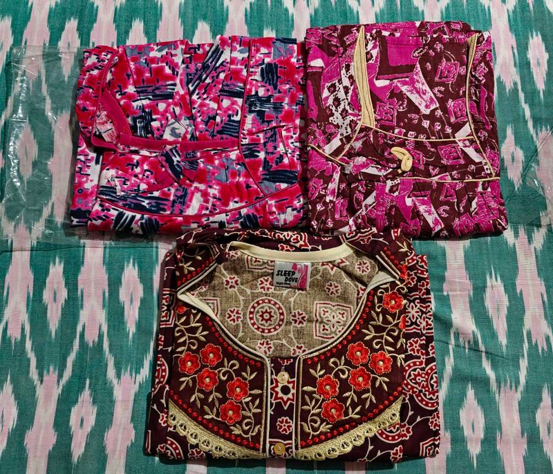 Cozy Printed Nightgowns (Set of 3) - New Nighty