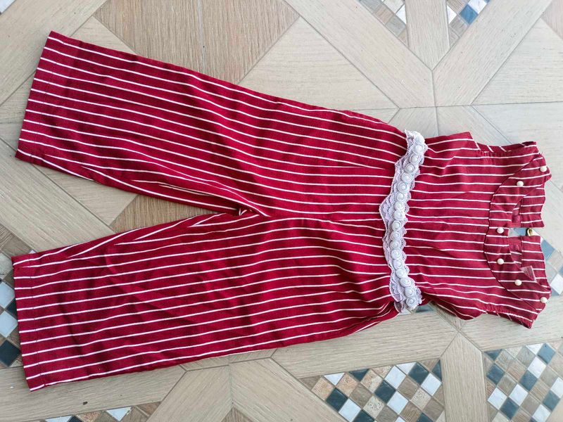 Striped Girls Jumpsuit