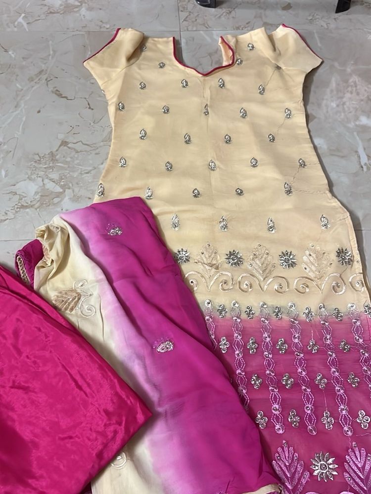 Elegant Yellow &amp; Pink Kurta Set