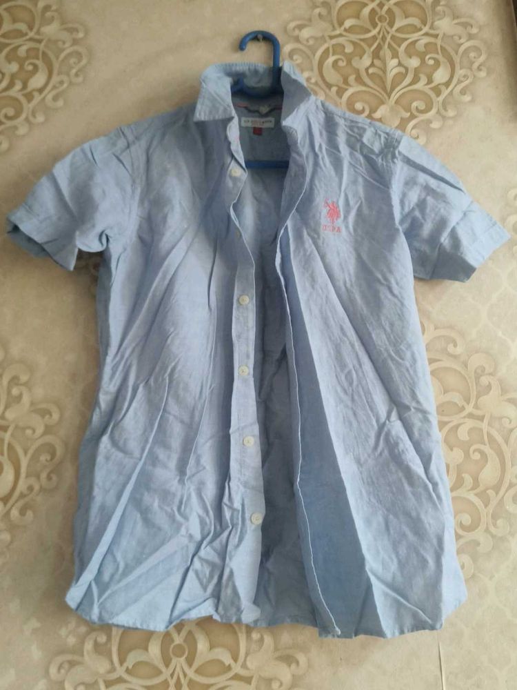US Polo Assn Light Blue Short Sleeve Shirt
