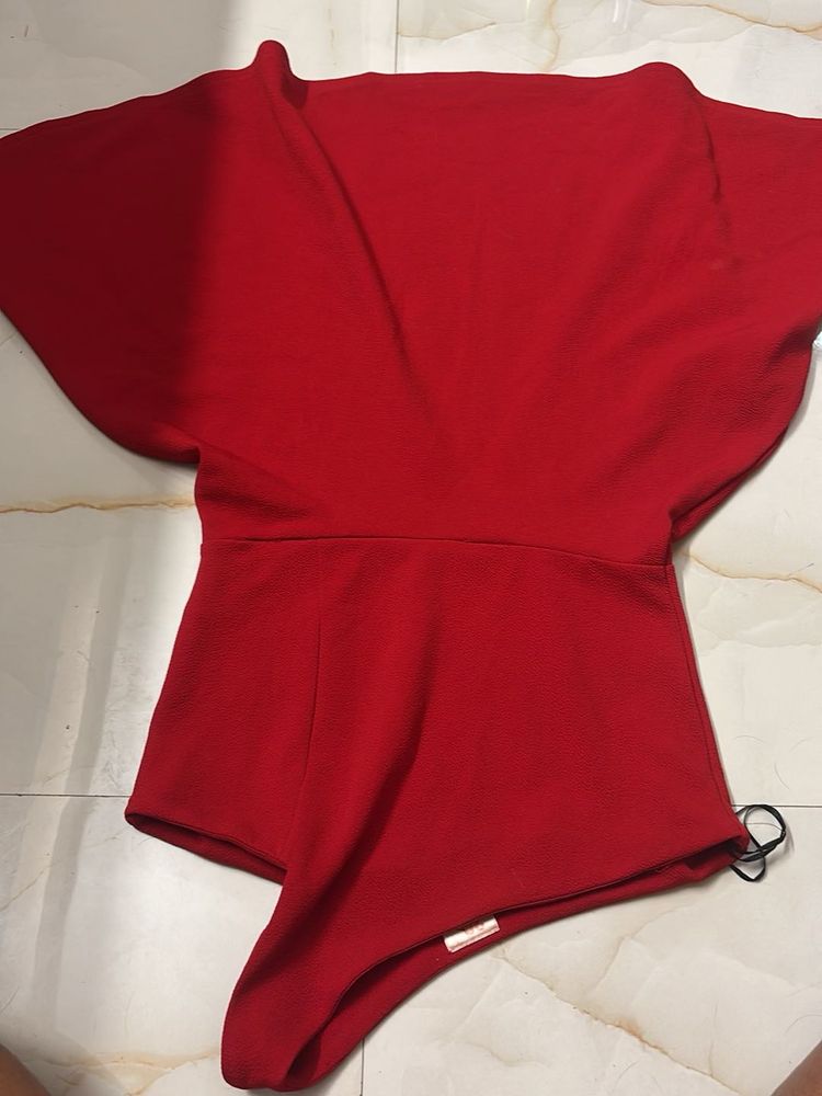 Red one shoulder dress