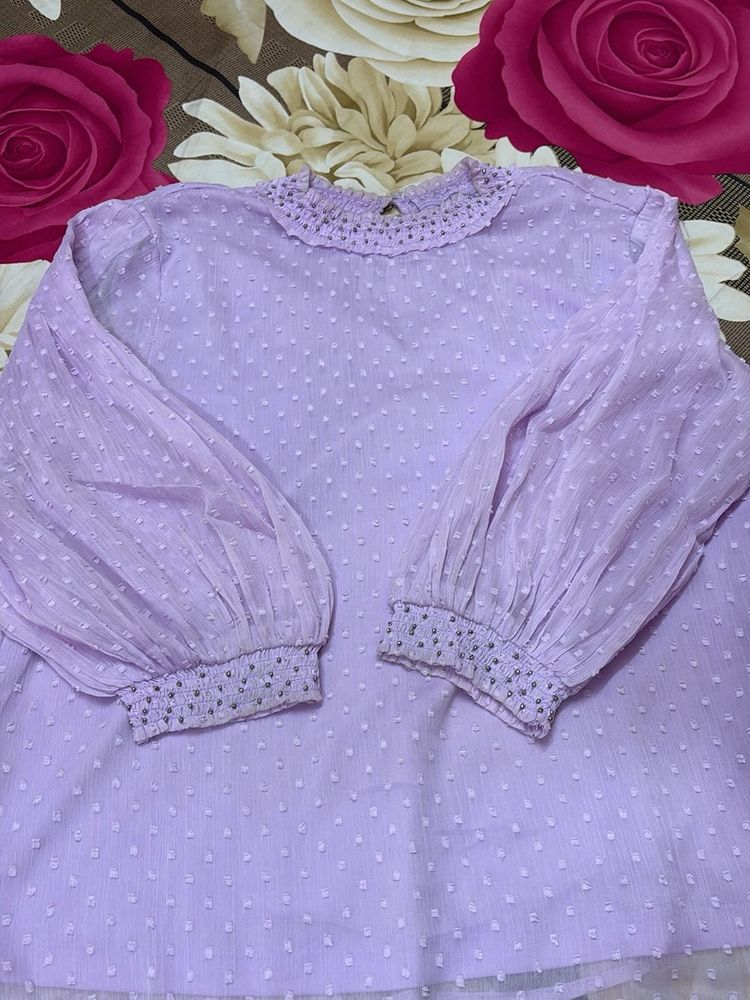 Chic Lavender Puff Sleeve Top
