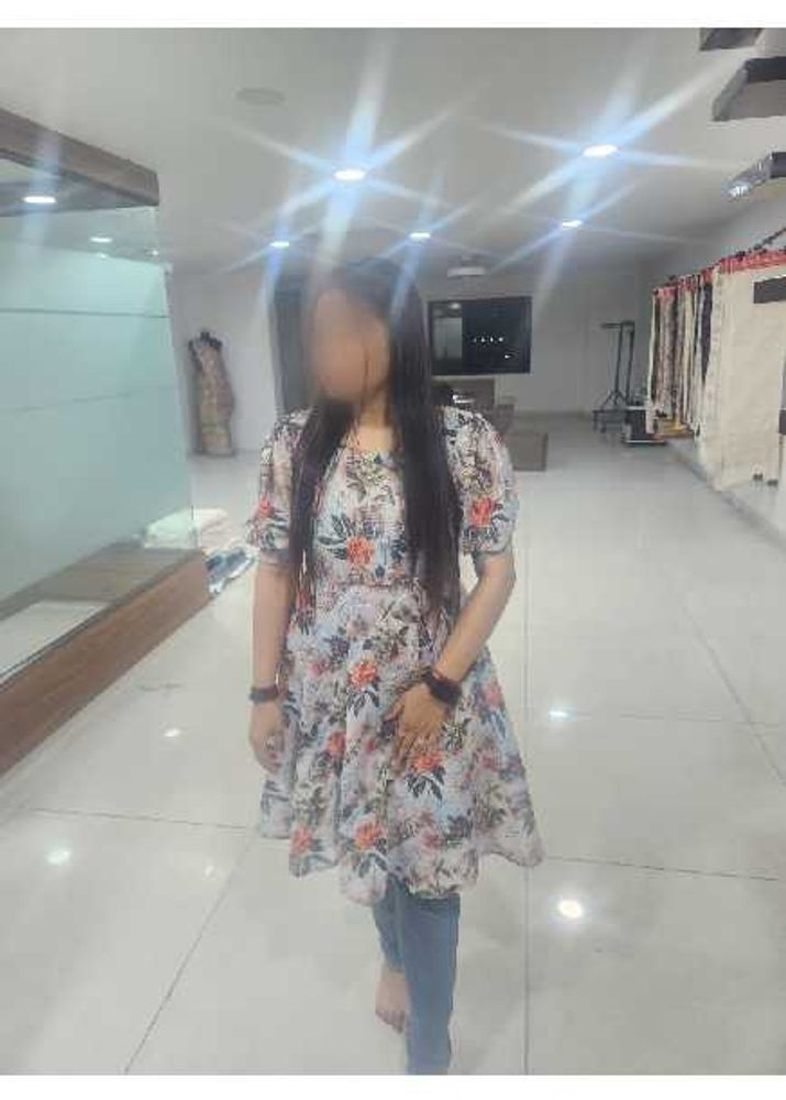 Floral Print Kurta with embroidery work