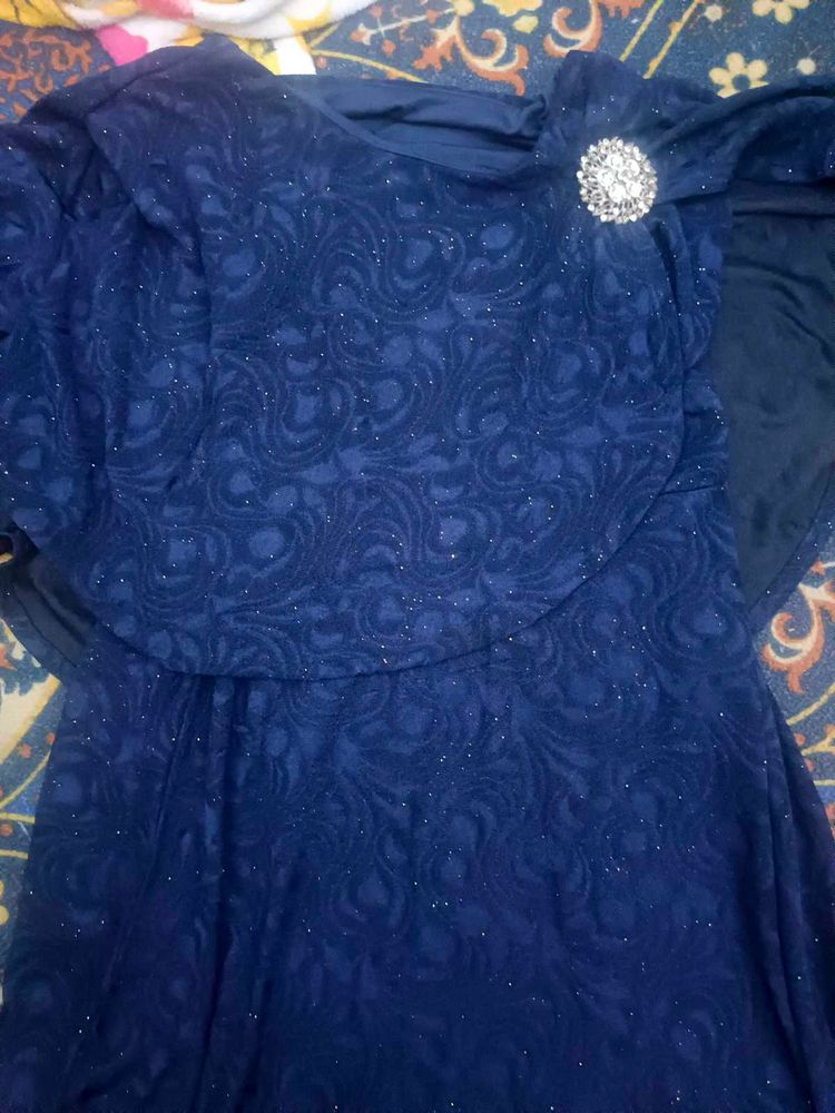 Elegant Navy Blue Embellished Gown