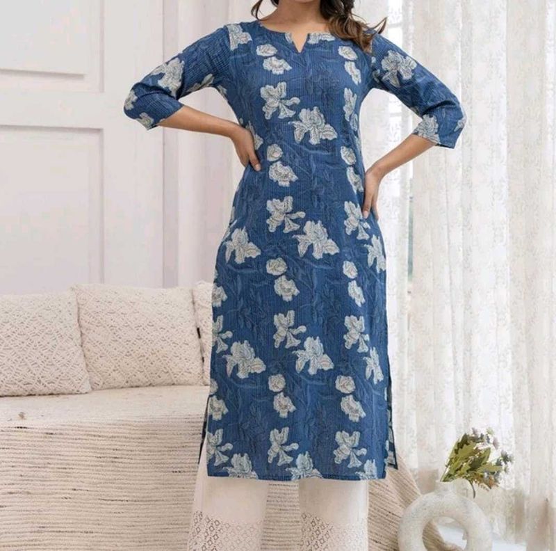 Blue Floral Print Kurta