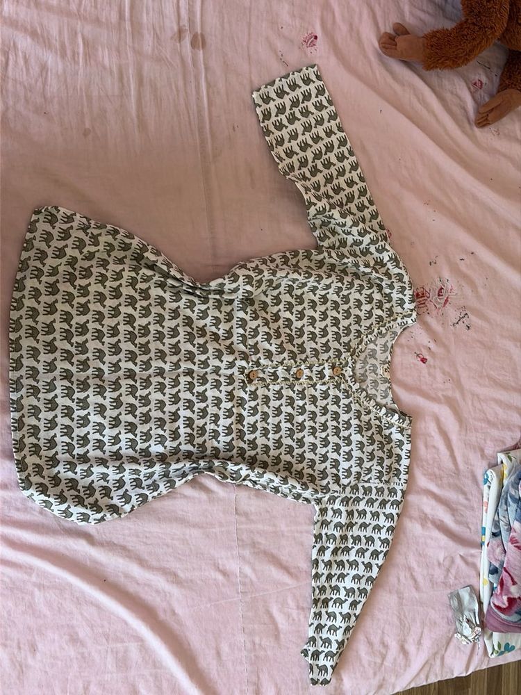 Cute Elephant Print Rajasthani Kurta