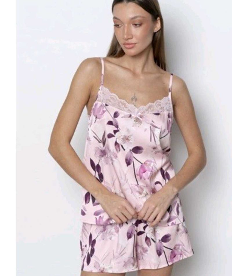 Floral Print Satin Pajama Set