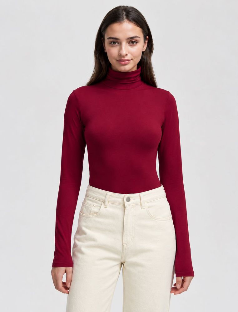 Burgundy Turtleneck Top