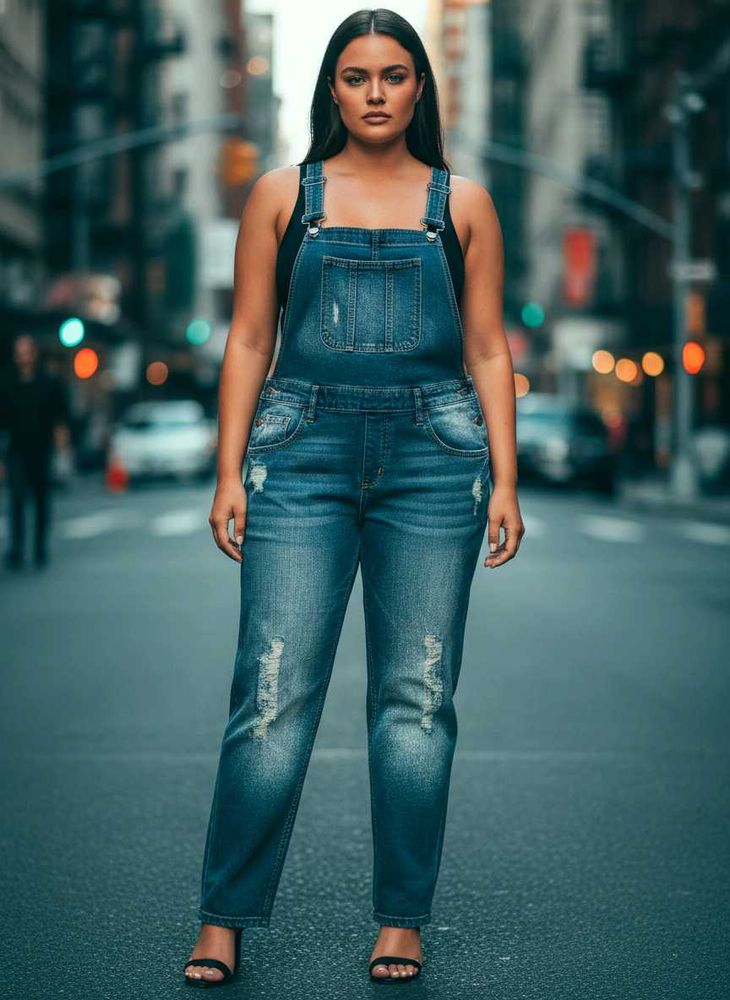 Stylish Distressed Denim Overalls for Women