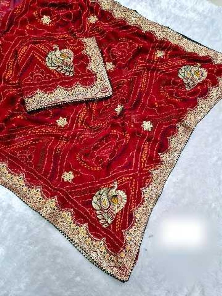 Exquisite Red Peacock Saree