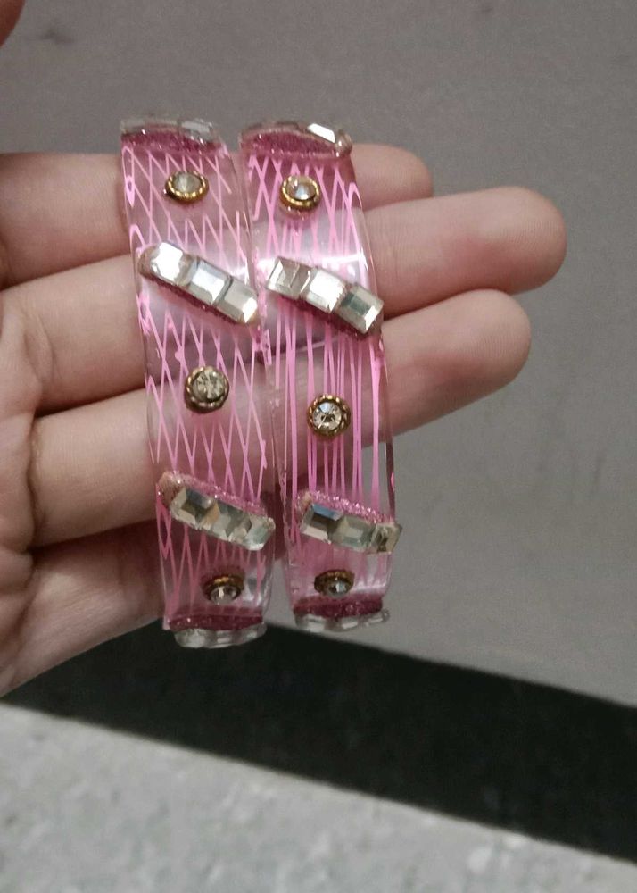 Pink &amp; Crystal Bangle Set