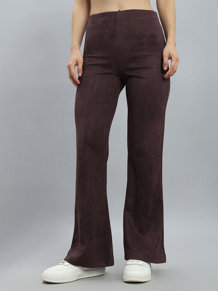 Brown Flared Suede Pants