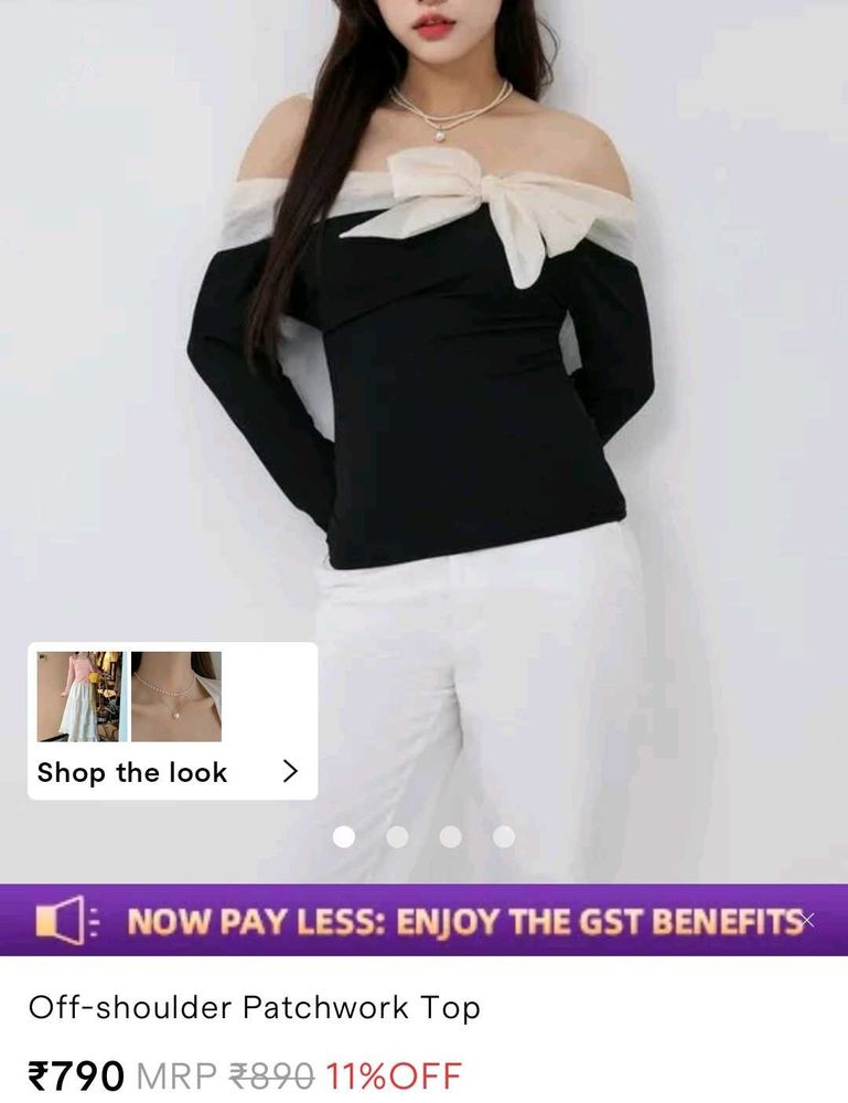 SAVANA Off-Shoulder patchwork Top