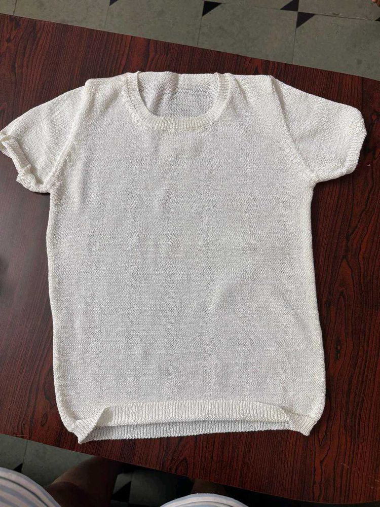 Sparkly White Knit Top