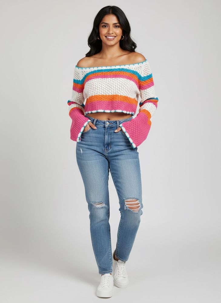 Striped Knit Cropped top