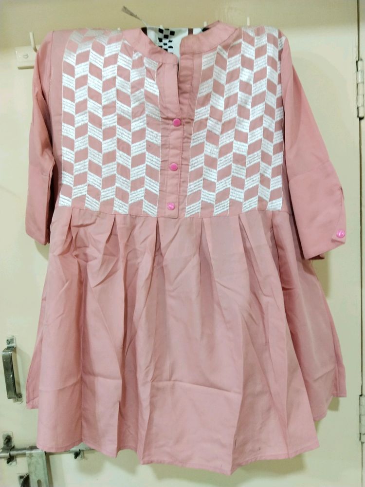 Peach Colour Top With Embroidery Design