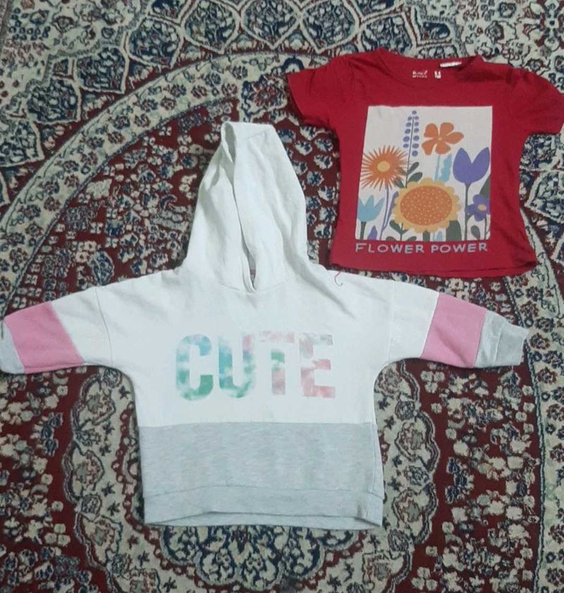 Cute Girls' Hoodie &amp; T-Shirt Set