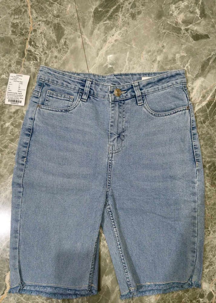 Light Wash Denim Bermuda Shorts