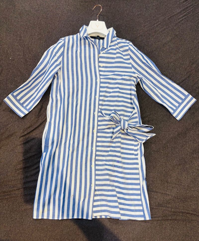 Vero Moda Striped Shirt Dress with Tie