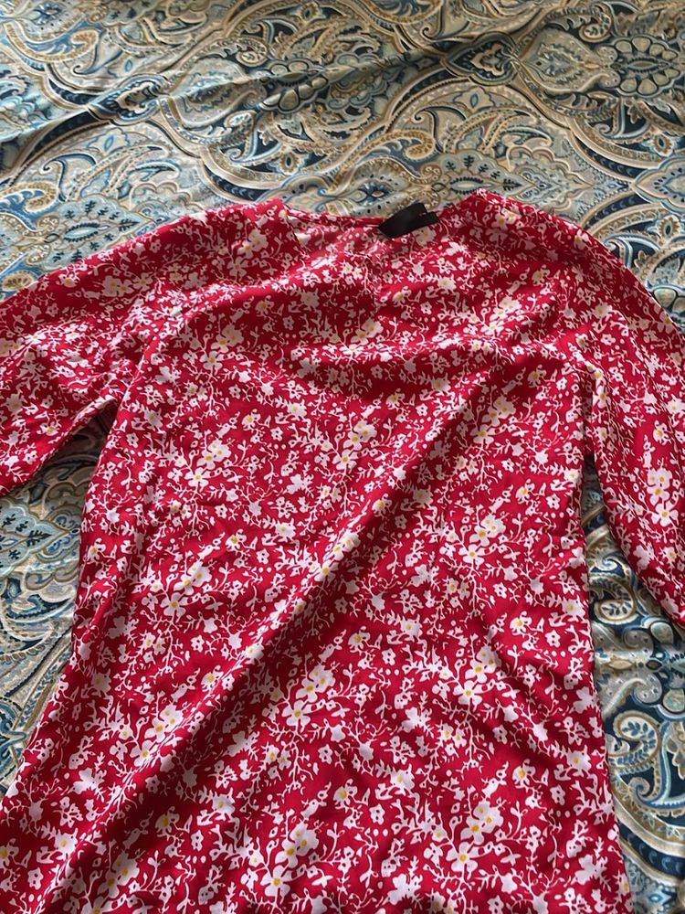 Red Floral Print Dress