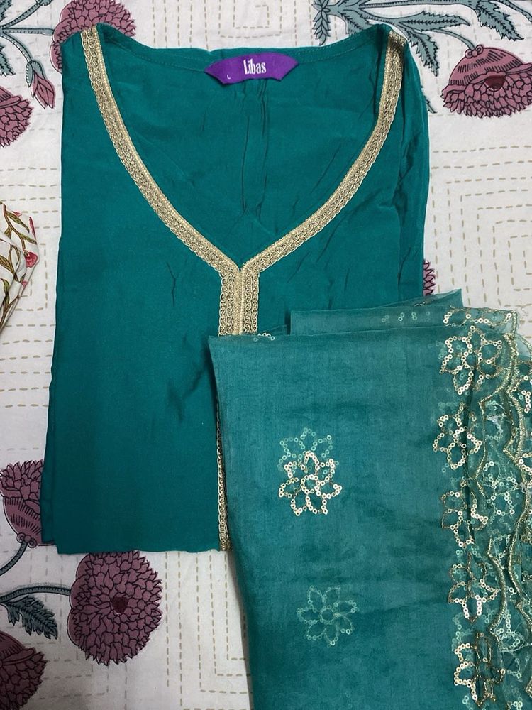Elegant Teal Kurta Set with Dupatta