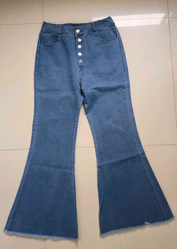 Bell Bottom Jeans - Button Fly Detail