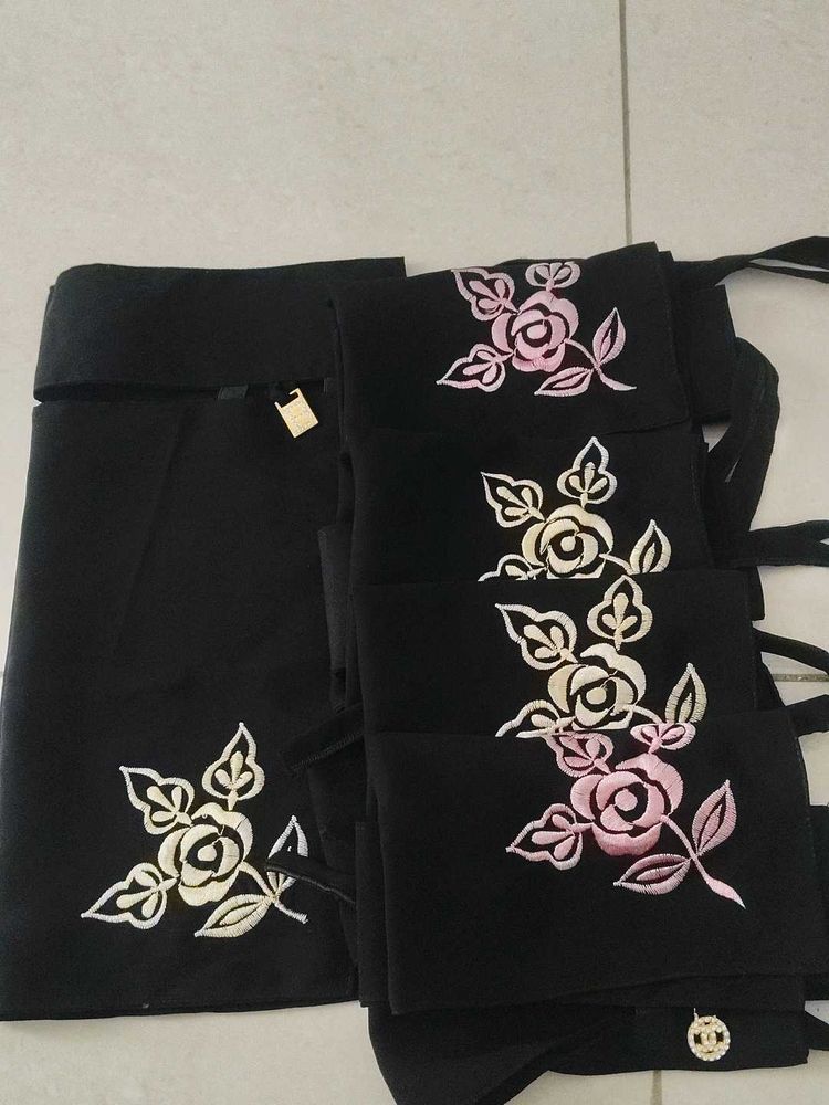 Embroidered Black Abaya Set