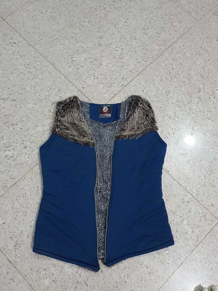 Blue Fur Vest