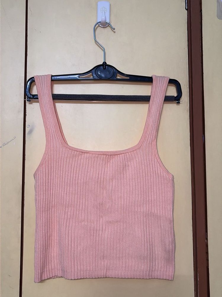 Ribbed Square Neck Tank Top