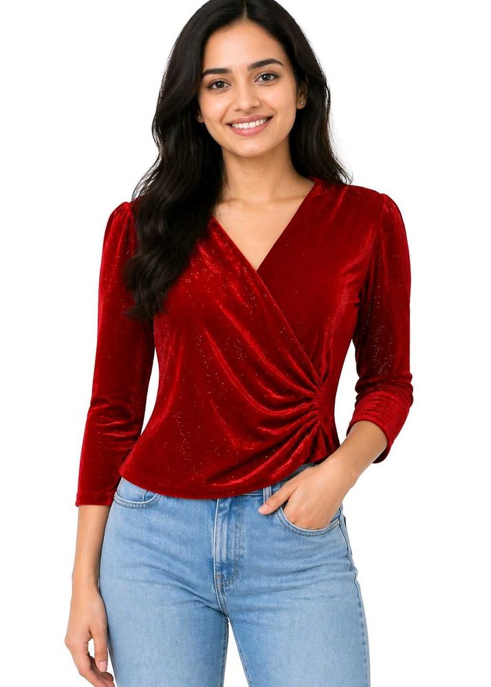 Red Velvet Wrap Top