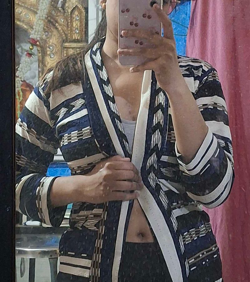 Blue And White Striped Shrug