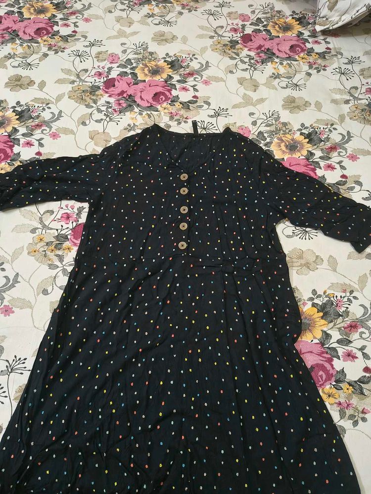 Black Polka Dot Button-Up Dress