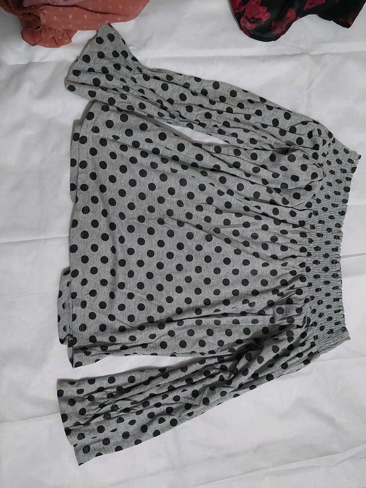 Grey Polka Dot off shoulder Top