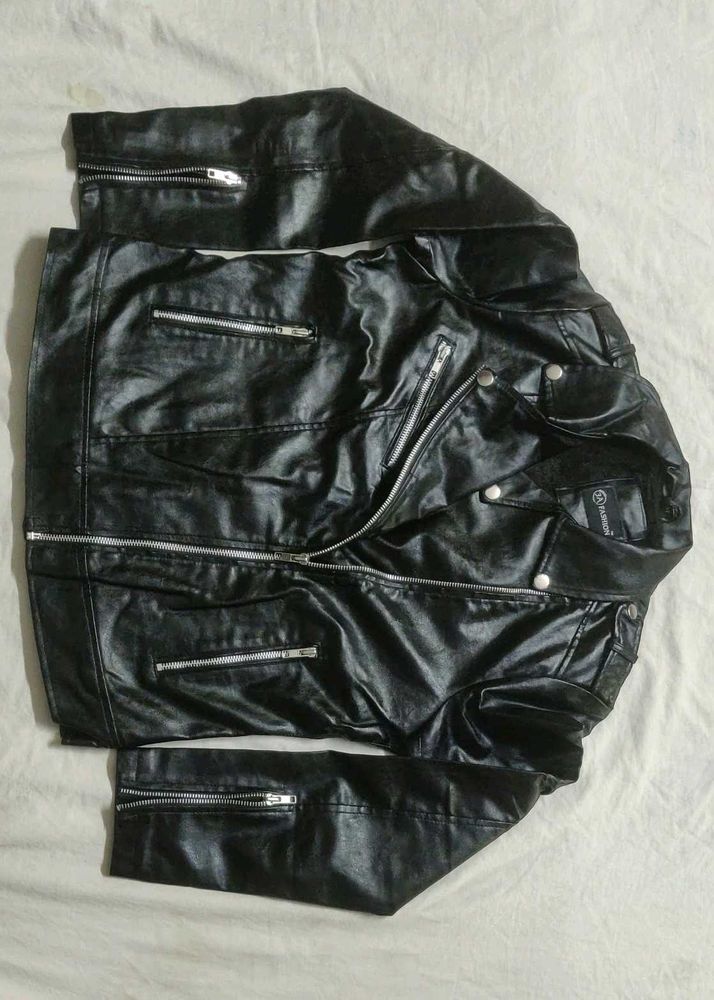 Black Faux Leather Biker Jacket