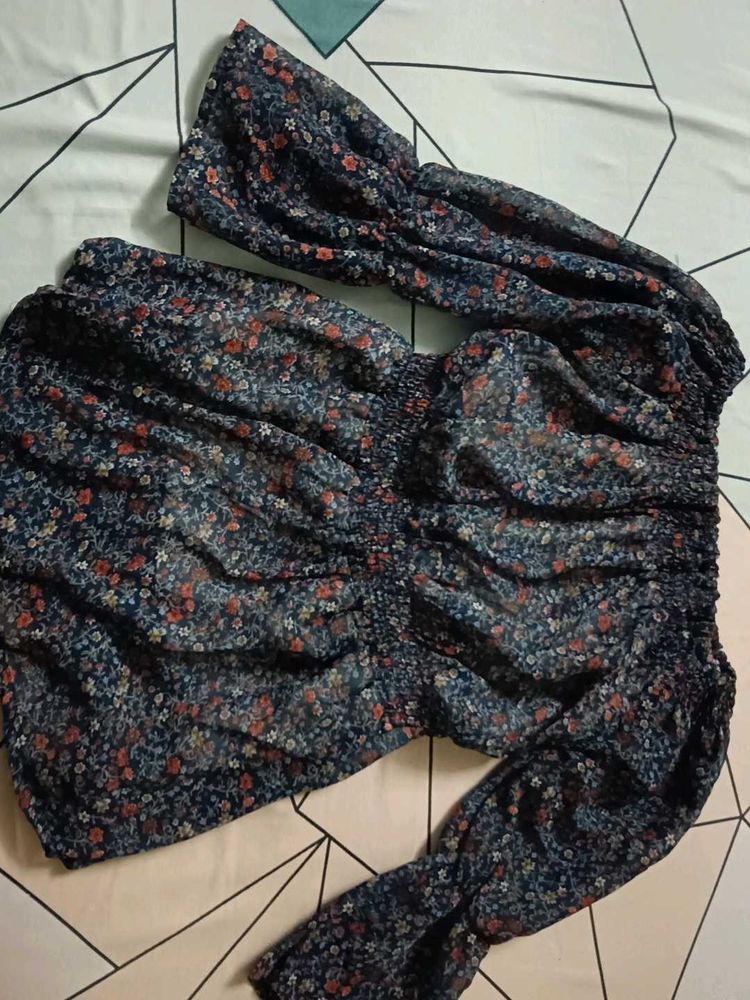 Floral Print Sheer Blouse